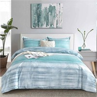 ETDIFFE Comforter Set King Size  3pc Teal Grey and