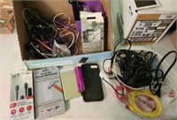 Box of Power Banks, Charging Cords & More