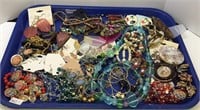 Tray of costume jewelry - large assortment of