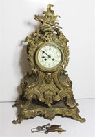 Antique Heavy Brass Mantle Clock