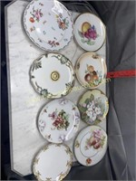 8 hand painted dishes, bavaria, limoges, france