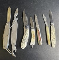 7 vintage pocket knives