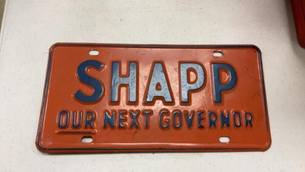 Shapp governor license plate
