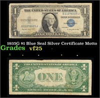 1935G $1 Blue Seal Silver Certificate Grades vf+ M