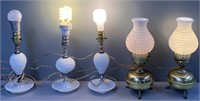 Milk Glass Table Lamps Lot Collection as is