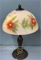 Floral Glass & Metal Table Lamp