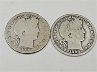 1899 Silver Barber Half 2 Coins