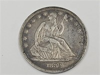 1839 Liberty Seated Half Dollar Silver Coin