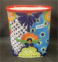 MEXICAN POTTERY SMALL TRASH CAN