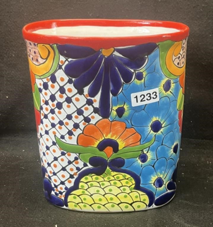 MEXICAN POTTERY SMALL TRASH CAN