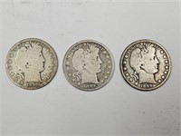 1899 Silver Barber Half Dollar 3 Coins