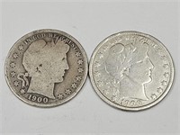 1900 Silver Barber Half Dollar 2 Coins (one O)