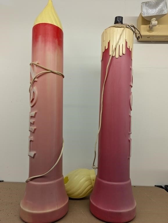 2 Outdoor Blowmold Christmas Candles- NOEL