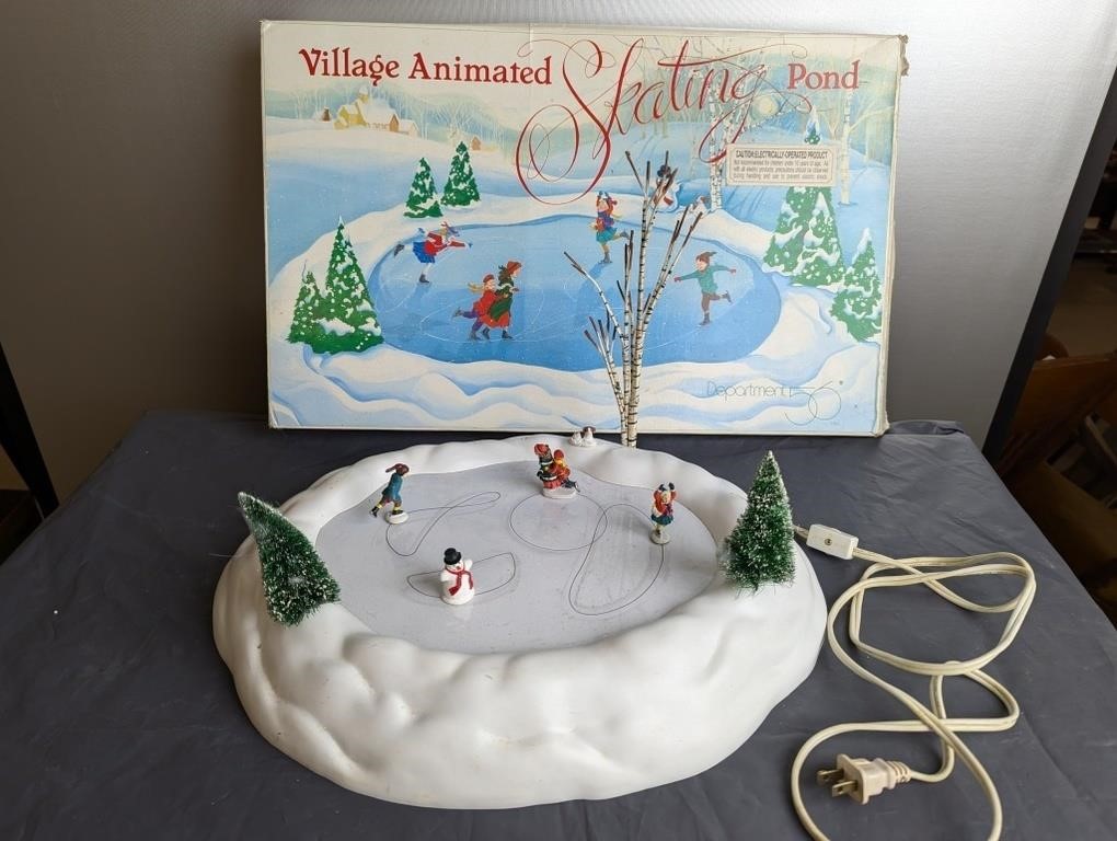 Dept 56 Village Animated SKATING Pond