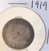 1919 Georgivs V Canadian Silver Quarter
