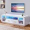 70" LED TV Stand with Power Outlets  White & Brown