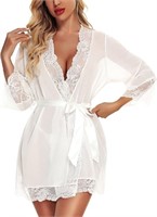 RSLOVE Women Lace Kimono Robe Babydoll Chemise