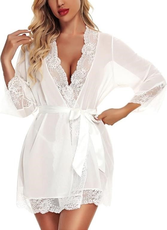 RSLOVE Women Lace Kimono Robe Babydoll Chemise