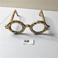 Gold Tone Glasses Paperweight Decor 7" Wide