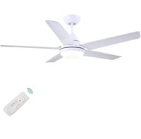 YUHAO 48 inch White Ceiling Fan with Light and