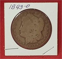 1893 O Morgan Silver Dollar