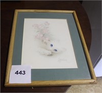 FRAMED CAT PRINT SIGNED HARRISON