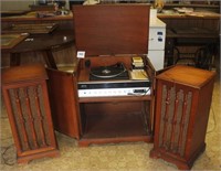 VINTAGE CABINET STEREO, 8 TRACK & RECORD PLAYER