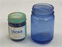 (2) Vicks Vapor Rub glass jars