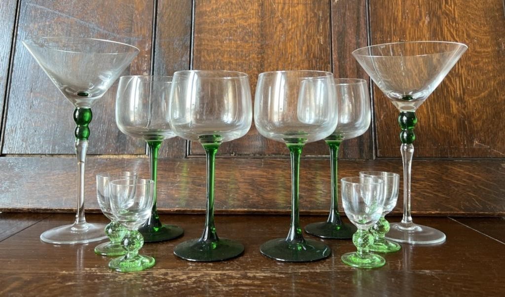 Pretty Green Glass Stemware