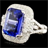 18K Gold Ring with 8.12ct Tanzanite & 1.58ctw Diam