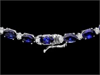 30.00ct Sapphire & 1.00ct Diam Necklace 14k Gold