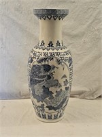Large Chinese Blue & White Glazed Porcelain Vase