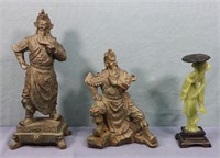 (2) Chinese Warrior Figurines & Geisha Woman