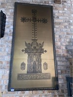 Very large Catholic alter cross on satin