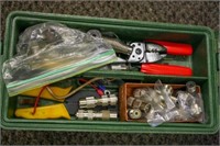 Green Plastic Storage Box with Electrical tools