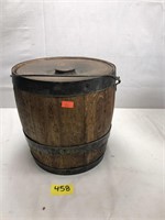 Vintage Wooden Barrel Bucket With Lid