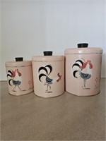 Ransburg 3pc Pink Canister Set, Hand Painted