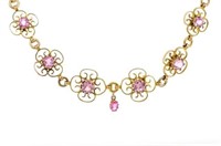 Antique pink gemstone and yellow gold bracelet
