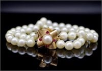 Akoya pearl and 14ct rose gold bracelet