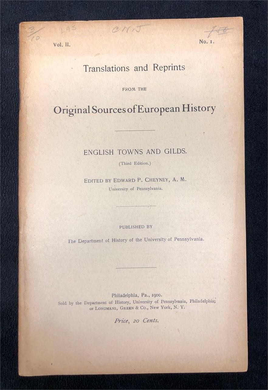 1900 "English Towns and Gilds." (Third Edition) Ed