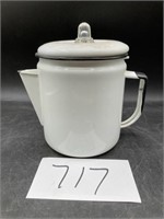 Small Black and White Enamel Coffee Pot (No