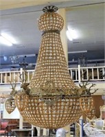 Grand Stag Head Accented Crystal Chandelier.