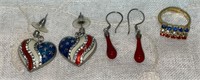 Patriotic Jewelry Lot:  American Flag Heart