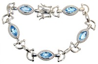 Marquise Cut Natural 10.00 ct Blue Topaz Bracelet
