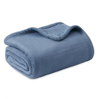WF6546  Bedsure Fleece Throw Blanket Washed Blue