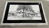 Framed Sketch Print of Farm Place
