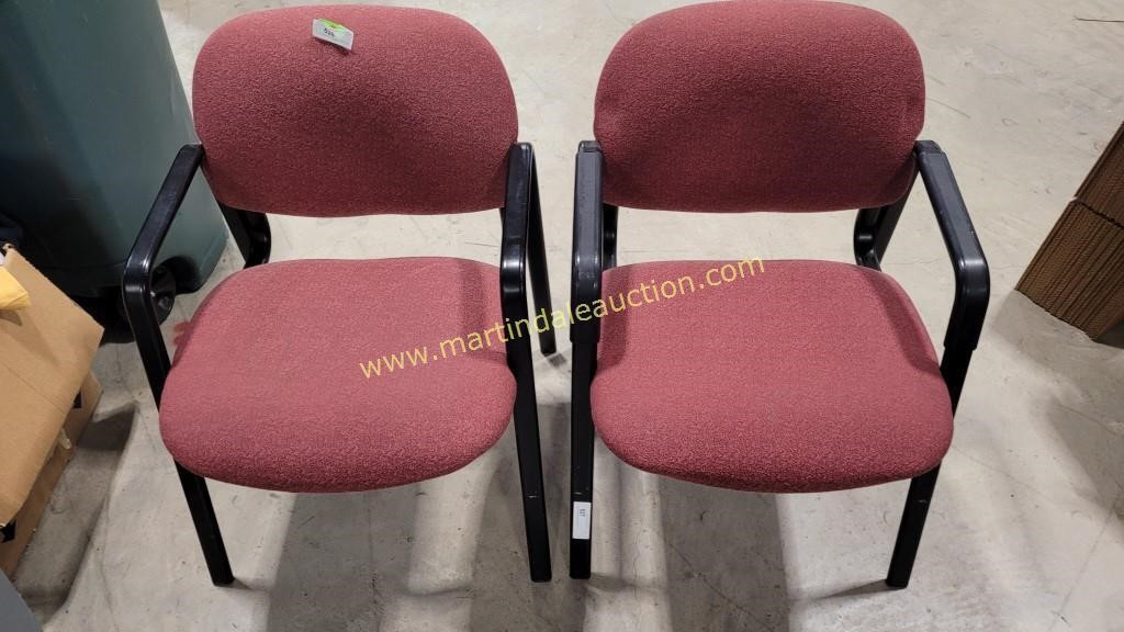 2) Burgundy Upholstered Guest Chairs