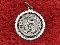 Sterling Silver 20th Anniversary Charm 2.67 Grams