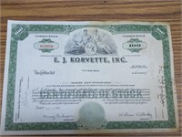 EJ korvette stock certificate