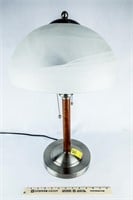 Double Light Nickel Finish Desk Lamp